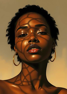 Portrait of an African Woman with Shadows