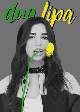 Dua Lipa with Flower Portrait