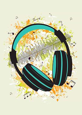 Music Headphones Wall Art – Modern Soundwave Poster for Music Lovers & Creative Rooms