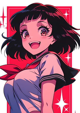 Anime Girl Smiling in Sailor Uniform