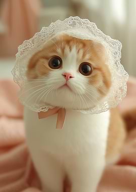 Cute Cat with Bonnet