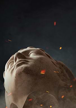 Marble Bust with Fire Sparks the odyssey