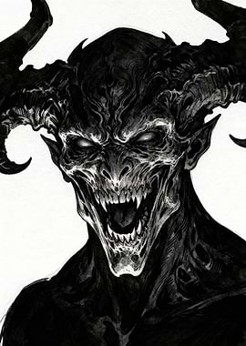 Monochrome Demon Portrait