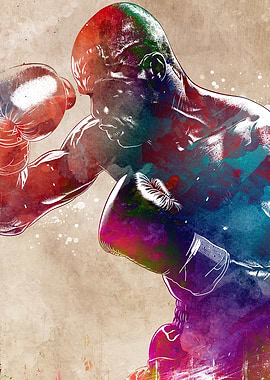 Colorful Boxer Watercolor Art