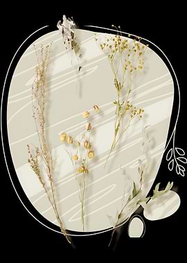 Dried Flowers Arrangement on Abstract Background