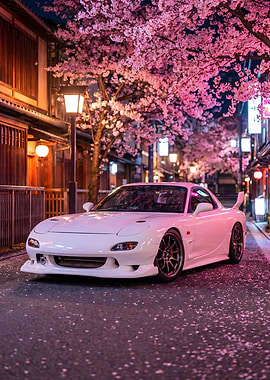 Car JDM Mazda RX-7 Cherry Blossoms