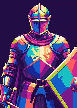 Geometric Medieval Knight – Modern Fantasy Illustration