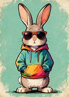 Cool Rabbit with Hoodie and Sunglasses