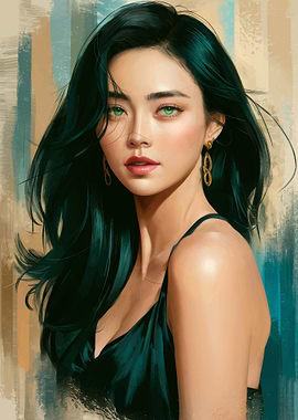 Portrait of a Woman with Green Eyes