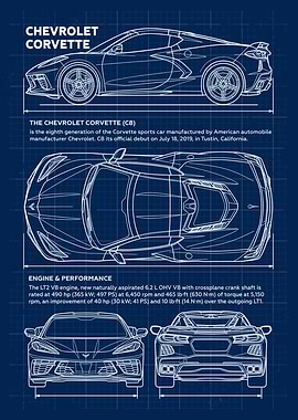 Car Chevrolet Corvette C8 Blueprint