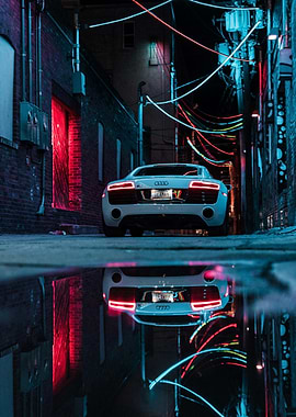 Audi R8 in Neon Alley