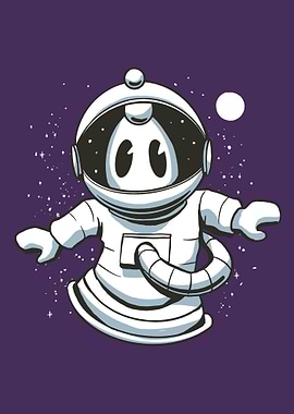 Cartoon Astronaut in Space