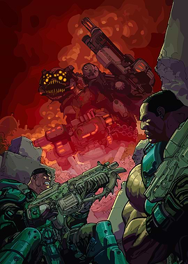 Gears of War Comic Book Illustration