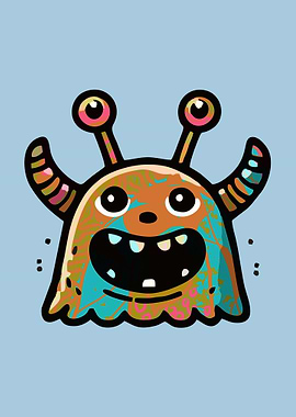 Cartoon Monster with Big Smile