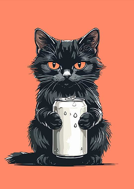 Black Cat with Energy Drink