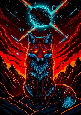Cosmic Fox in Space Landscape