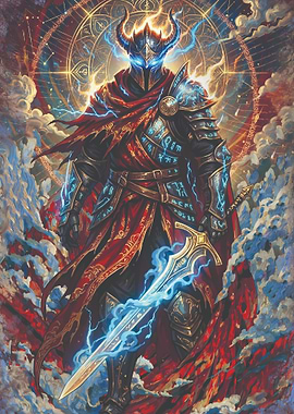 Horned Knight with Sword and Magic