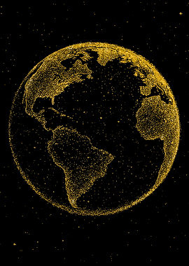Golden Earth in Starry Space