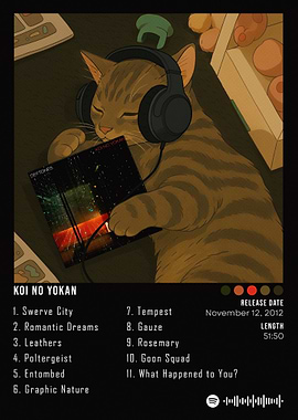 Cat listening to Deftones Koi No Yokan