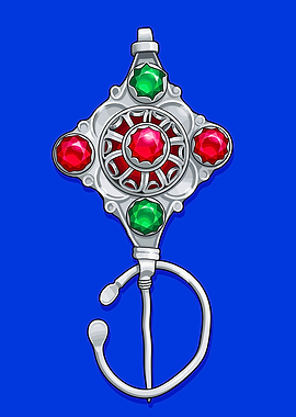 Amazigh Silver Brooch with Gems