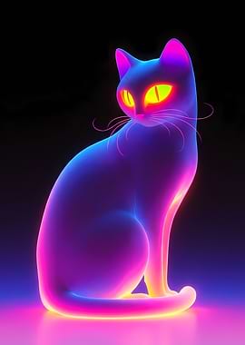 Neon Cat Illustration