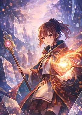 Anime Mage with Magic Orb
