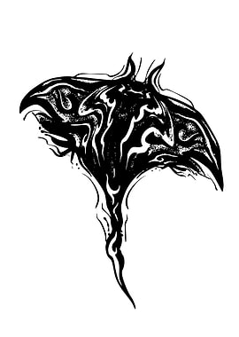 Abstract Manta Ray Black and White