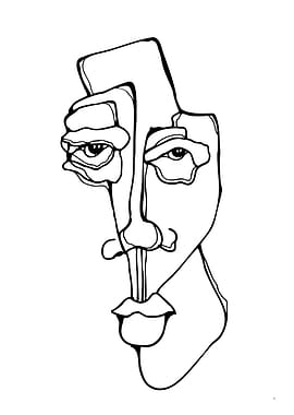 Abstract Face Line Art