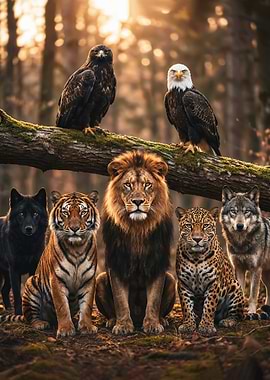 Majestic Wildlife Gathering in Forest