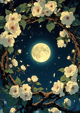Floral Moonlit Night