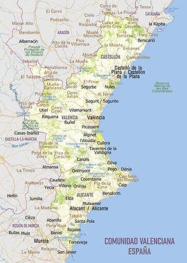 Map of Comunidad Valenciana, Spain