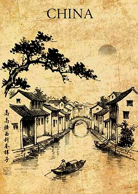 China Ink Wash Painting Landscape