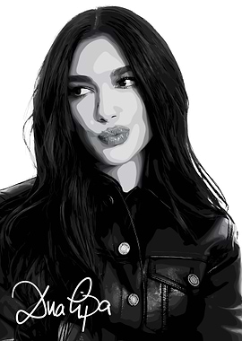 Dua Lipa Black and White Portrait