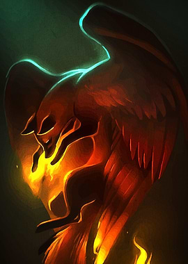 Winged Fox in Fire