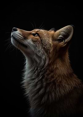 Red Fox Looking Upward