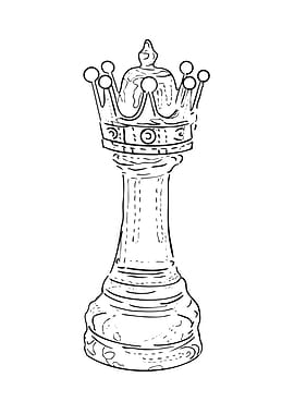 Queen Chess Piece Line Art