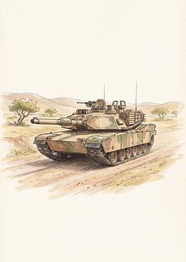M1 Abrams Tank in Desert Landscape