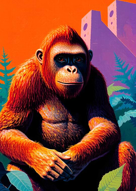 Orangutan Portrait in Jungle Setting