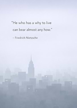Nietzsche Quote with Cityscape