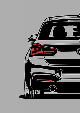 BMW Car Rear View Illustration