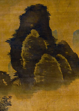 Chinese Mountain Landscape Painting Rainy Day Approaching