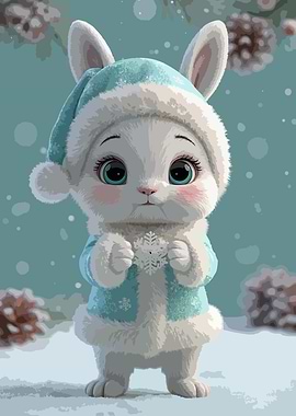 Winter Bunny with Snowflake