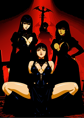 Anime Women in Black Dresses