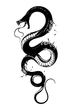 Black and White Snake Illustration