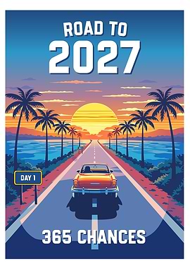 Road to 2027 - Retro Sunset Road Trip California