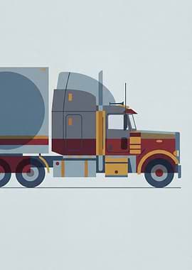 Semi-Truck Flat Design Illustration