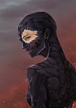 Stone-skinned woman with human eyes