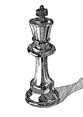 Chess King Piece Ink Drawing