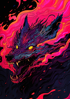 Fiery Wolf Digital Art