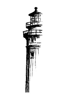 Lighthouse Black and White Sketch